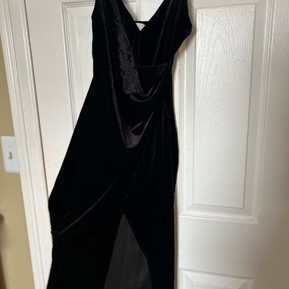 Astr Black Asymmetrical Velvet Dress